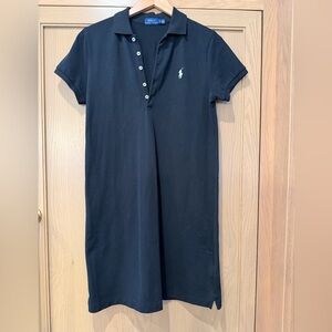 Ralph Lauren Black Polo Dress with Embroidered Logo Pullover Cotton/ medium